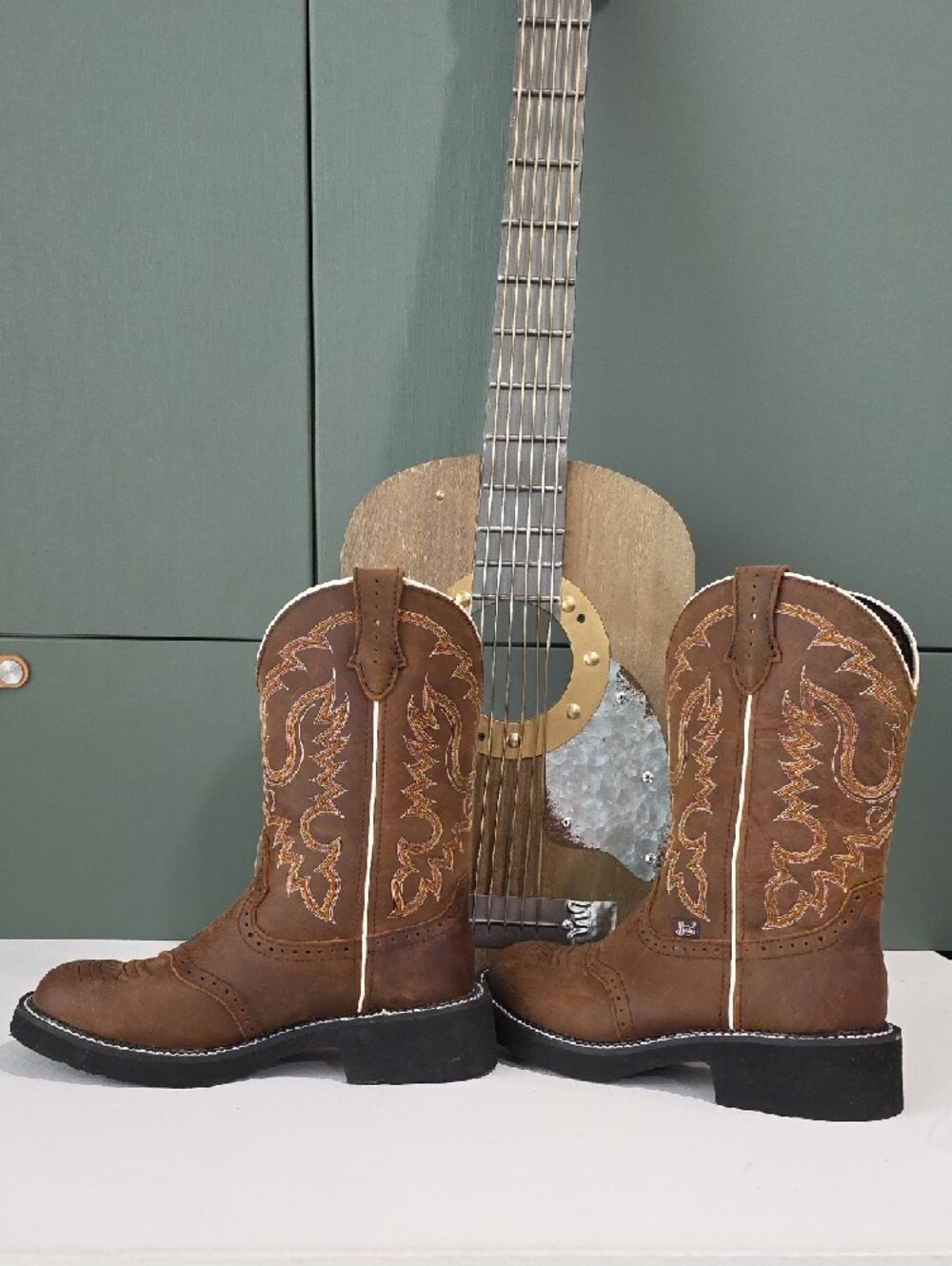 777. Justin Gypsy Inji Aged Bark Brown Leather Cowboy Western Boots 8.5B - Picture 3 of 7